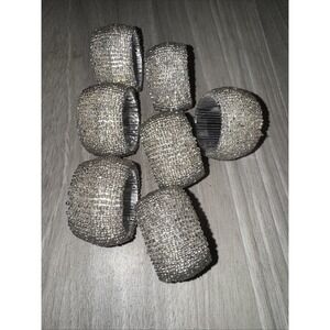 Silver Beaded Napkin Rings Lot Of 7 Holiday Decor